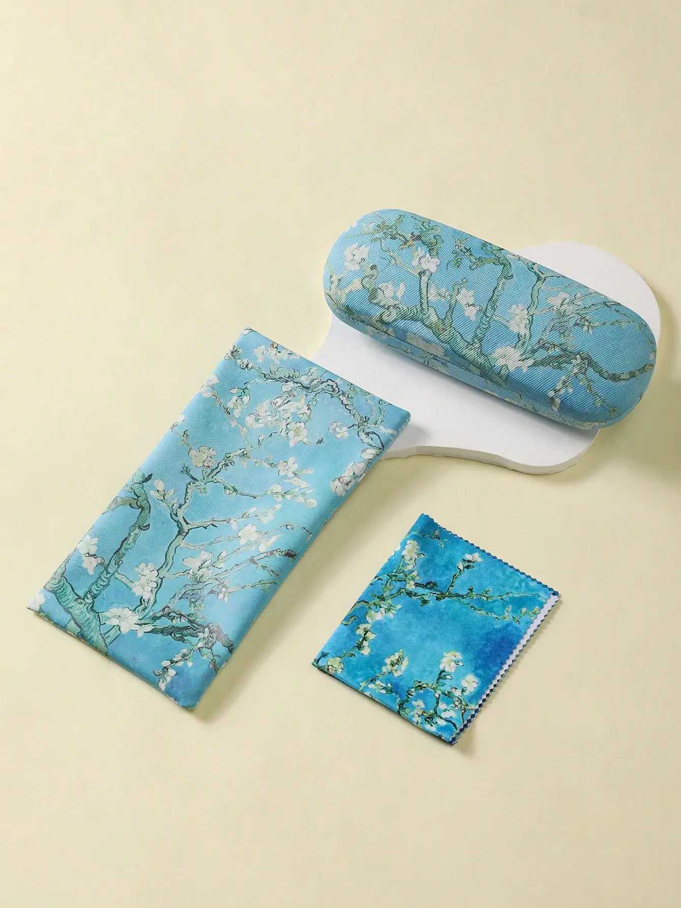 1 قطعة حافظة نظارات ونظارات Pouth Pritednd فنسنت فان جوخ أزهار اللوز الحاضر تنظيف الملابس علبة مشهد خفيفة الوزن #1