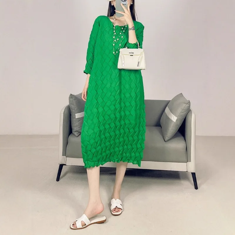 Sukienki plisowane Miyake, plisowane, jednokolorowe, wiosna 2026, nowe, codzienne, proste, luźne, proste spódnice, wygodne, nowe spódnice z plisami.