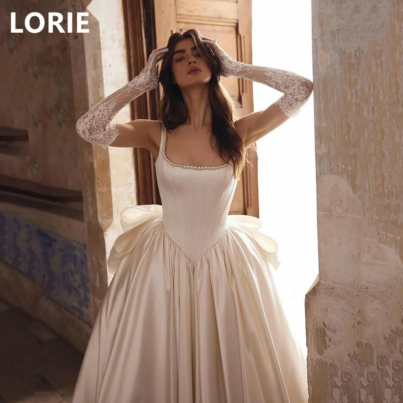 LORIE A-line Spaghetti Strap Wedding Dress Backless Big Beautiful Bow Bridal Gowns Elegant Princess Wedding Gown Customized 2025