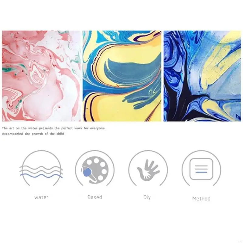 918C 6/12 × 6 ミリリットル水マーブリングペイントアートキット子供用非毒性水アートペイントセット布紙 DIY アートクラフト手作り
