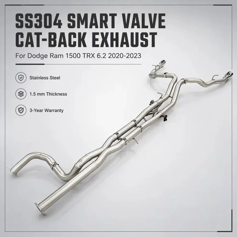 Perfectly Customized Smart Valve Performance Cat Back Exhaust Muffler Specifically Designed for Dodge Ram 1500 TRX 6.2 2020-2023