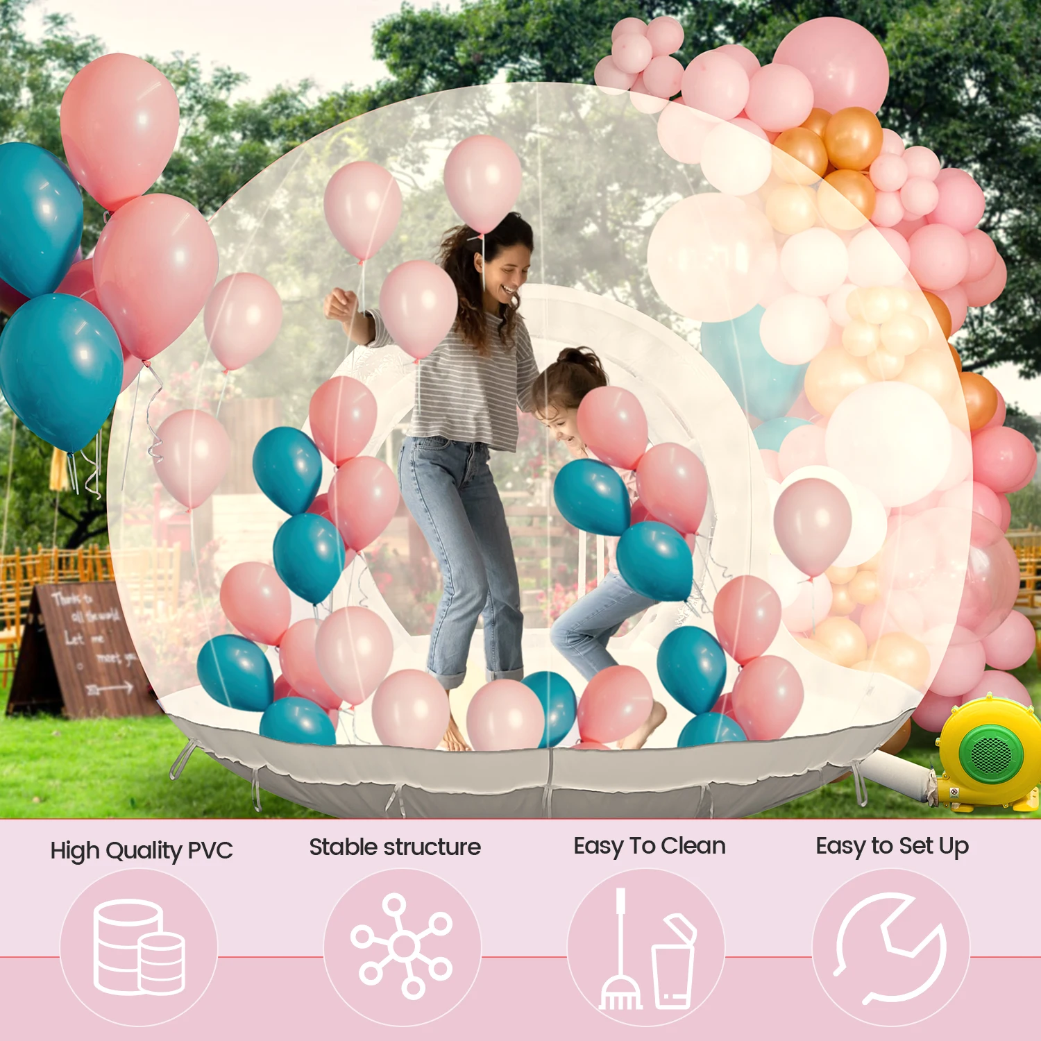 Inflatable 3M 10FT PVC Bubble House Inflatable Chlidren ของเล่นกลางแจ้งปราสาทเชิงพาณิชย์ 750W Air Blower 100 บอลลูน