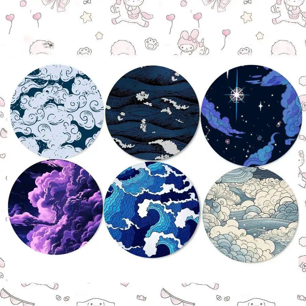 Cloud Sea And Starry Sky Badge Tinplate Meme Round Brooch For Hat Bag Creative Lapel Jewelry Accessories Gifts
