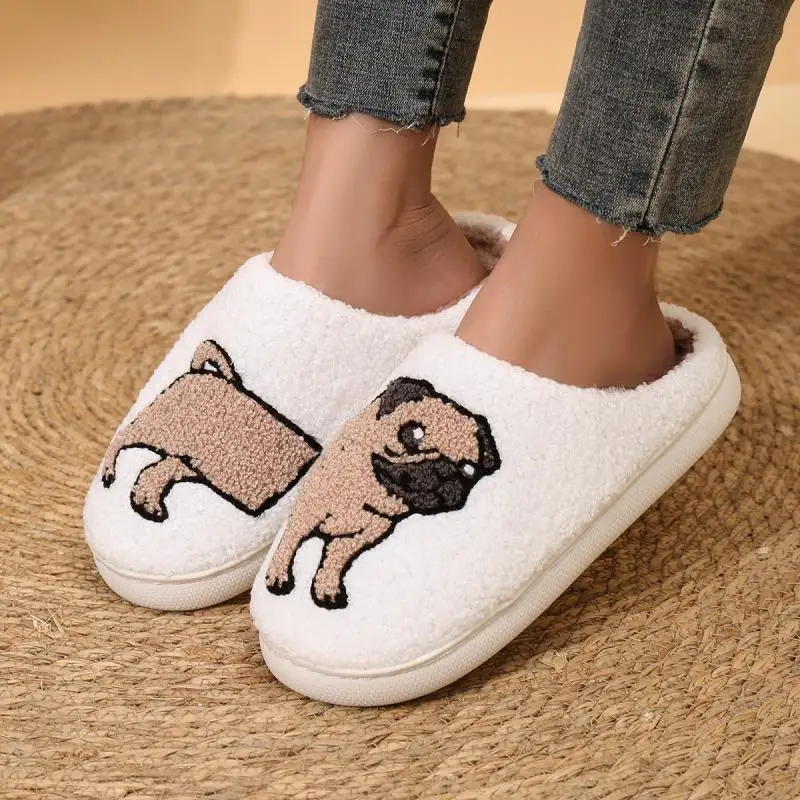 Fluffy Slippers Women House Flat Winter Cute Animal Designer Shoes Girls Home Casual Fashion Platform Footwear Indoor Large Size