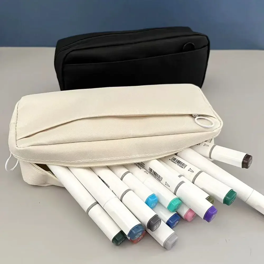 Oxford Cloth Pencil Case Double-layer Pencil Bag Cute Oxford Black Case High-capacity Pencil Pouch Student Stationery