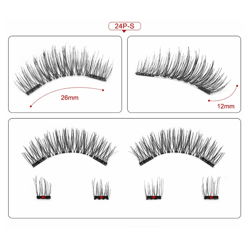 مجموعة الرموش المغناطيسية مع ملاقط ثلاثية الأبعاد الطبيعية لينة المغناطيسي لاش صندوق أكرليك حزمة ماكياج أداة سهلة لارتداء