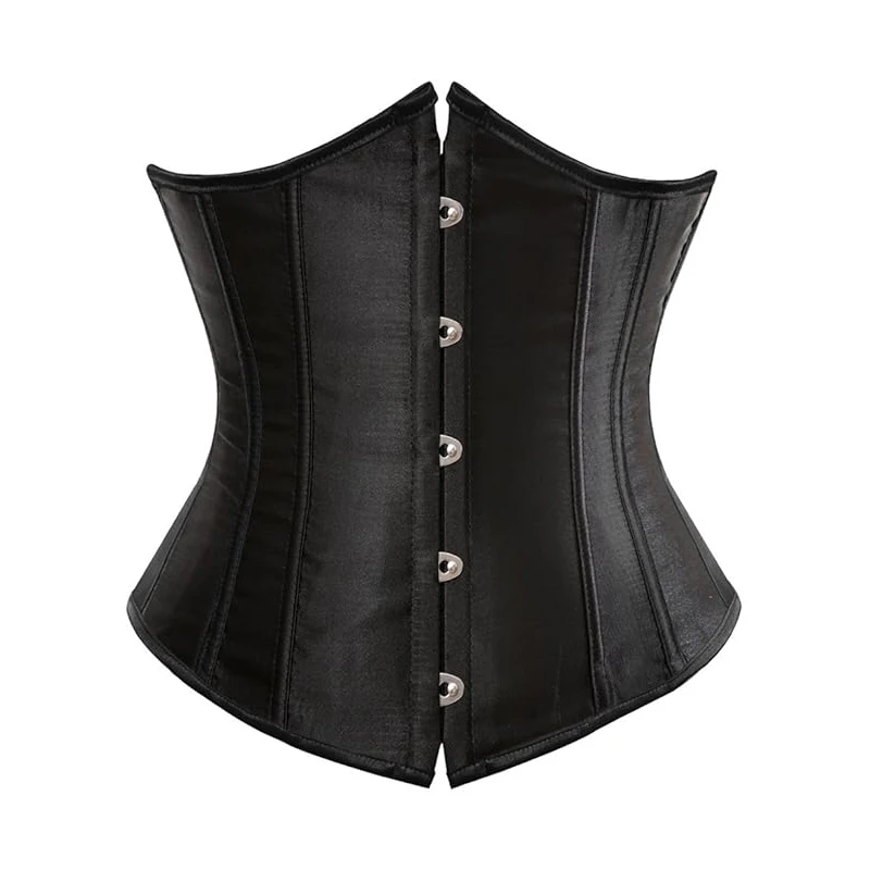 BurVogue Women's Satin Underbust Corset Bustier Waist Training Cincher Plus Size Sexy Lace Up Bustiers & Corsets