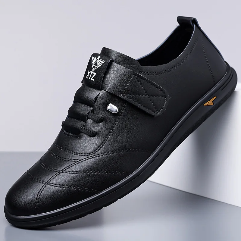 

2026 Spring Autumn New Designer Shoes for Men Fashion Business Leather Casual Shoes Male Solid Color Lace Free Driving Shoe Man