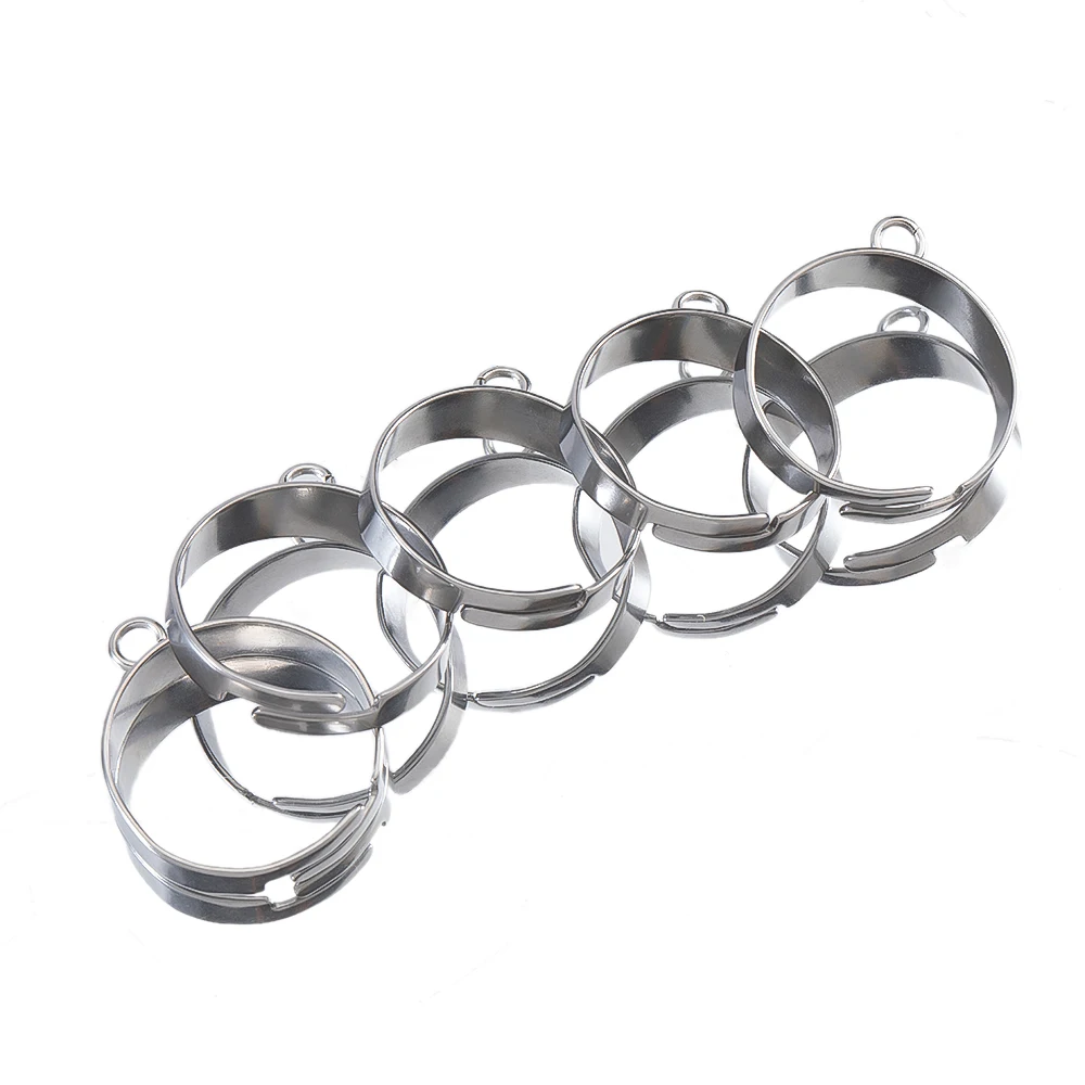 10pcs stainless steel adjustable ring band with small circle ring ring DIY homemade ring finger ring base blank wholesale