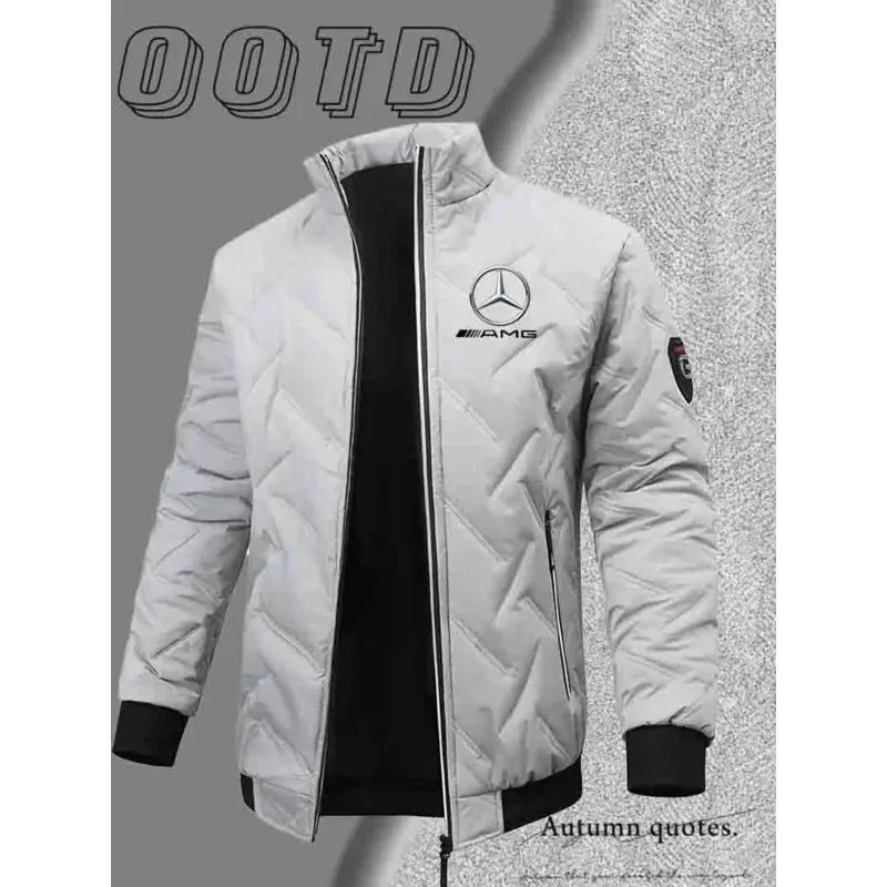 

Мужская тяжелая зимняя куртка Mercedes-Benz, изолированное пальто с воротником-стойкой, карман на молнии, мотоциклетная куртка для холодной погоды, Win