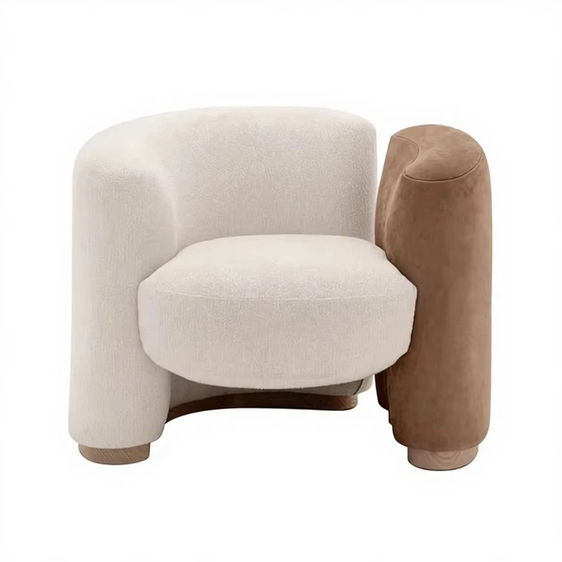 Simple luxury villa living room single armchair sofa gold stainless steel legs solid wood frame arc