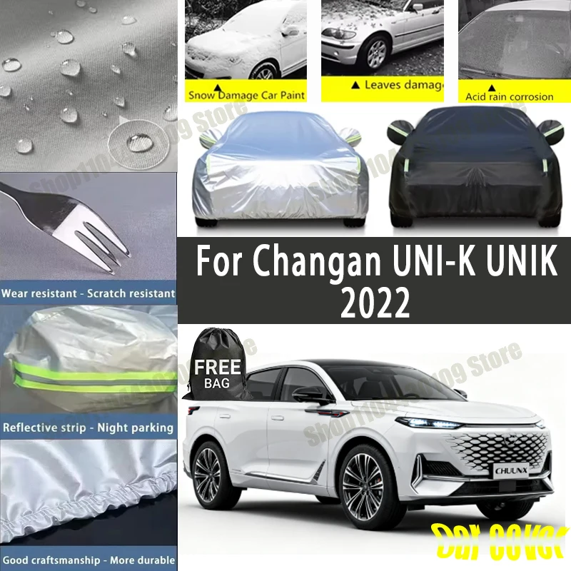 

For Changan UNI-K UNIK 2022 Car Covers with Reflective Strip Anti Corrosion Sun Rain Snow Wind Protection Dustproof UV Scratch
