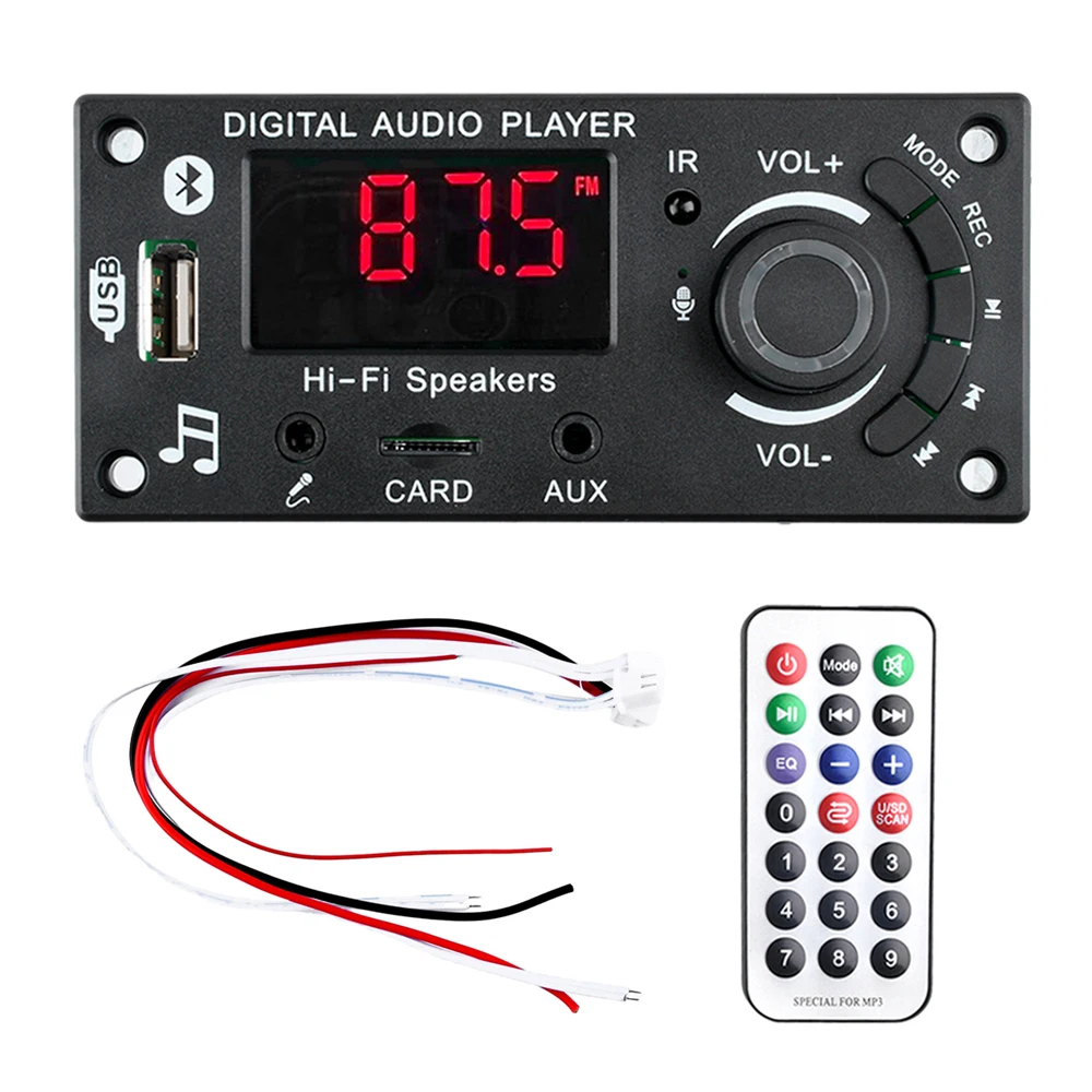 DC5-25V 2 * 50W MP3 Decoder Board Audio Amplifier Board support MP3/ USB/ TF/ LINE IN/ FM/ BLUETOOTH Remote Control