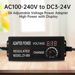 Adattatore di alimentazione a tensione regolabile da AC100-240V a DC3-24V/DC3-12V ad alta potenza con Display alimentatore universale spina ue