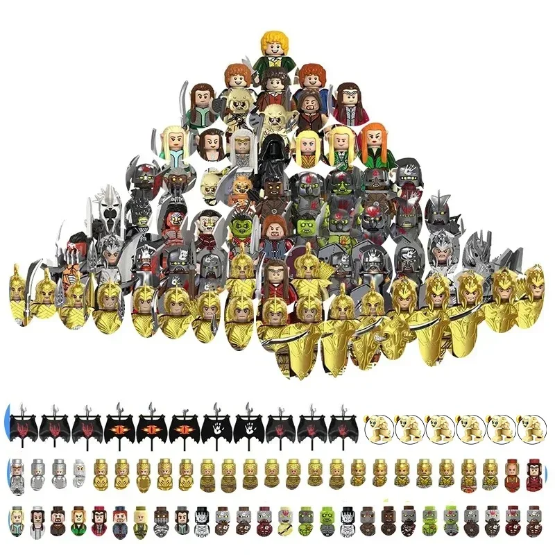 Random Pack Fantasy Action Figures Orcs Dwarf Elves Knight Army Building Blocks Bricks Parts Accessories Collectible Toy Gift