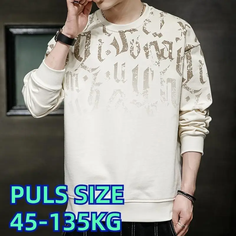 Hoodie estampado de manga comprida masculino gola redonda, camiseta moderna, elegante, plus size, outono, nova