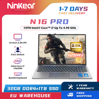 Ninkear N16 PRO Gaming Laptop 13th Intel i7-13620H 16-inch 2.5K IPS 120Hz Computer 32GB DDR4+1TB SSD WiFi 6 Facial Recognition