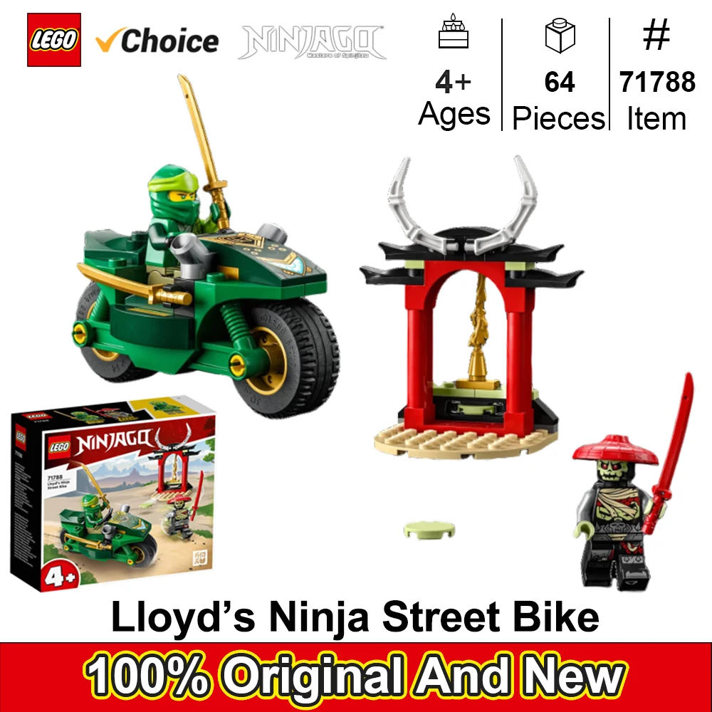 LEGO 71788 NINJAGO Lloyd’s Ninja Street Bike, Ninja Motorcycle Toy Building Kit, Eahool Kids, Boys and Girls Age 4+