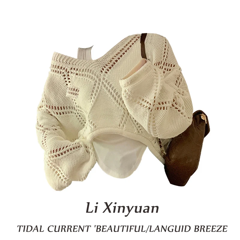 

Women's Knitted Long Sve V-Ne Hollow out Sweater Soft Cozy Lazy High-End Feel Spring Autumn New Sle Pure Color Commute