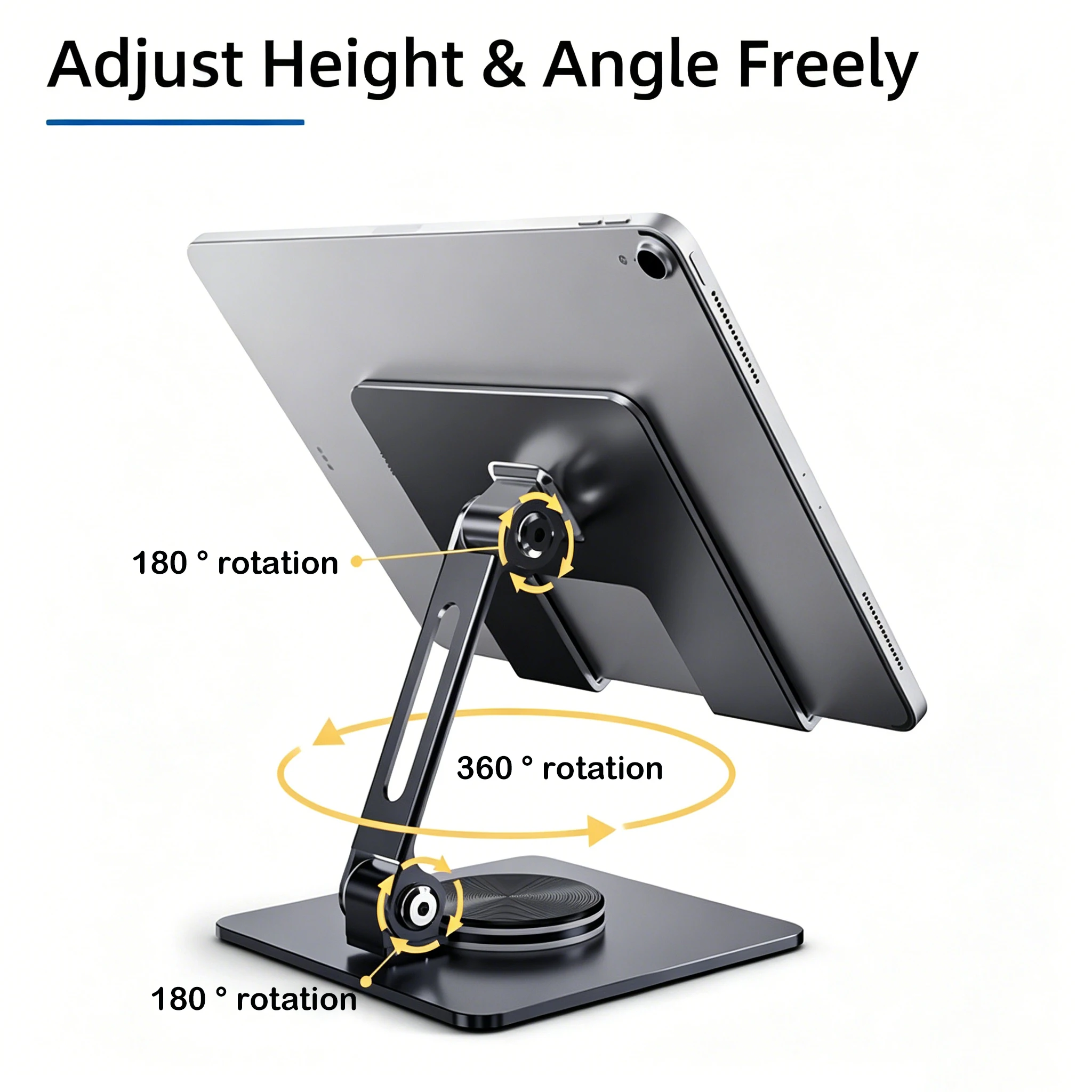 Adjustable 360° Rotating Tablet Phone Stand Carbon Steel Foldable Holder for 4-13