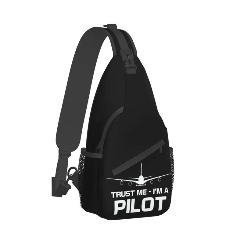 Trust Me IM A Pilot Crossbody Sling Backpack, airplane Flying Aeroplane Aviation Gift, Chest Shoulder Bag, Cycling Camping Daypack