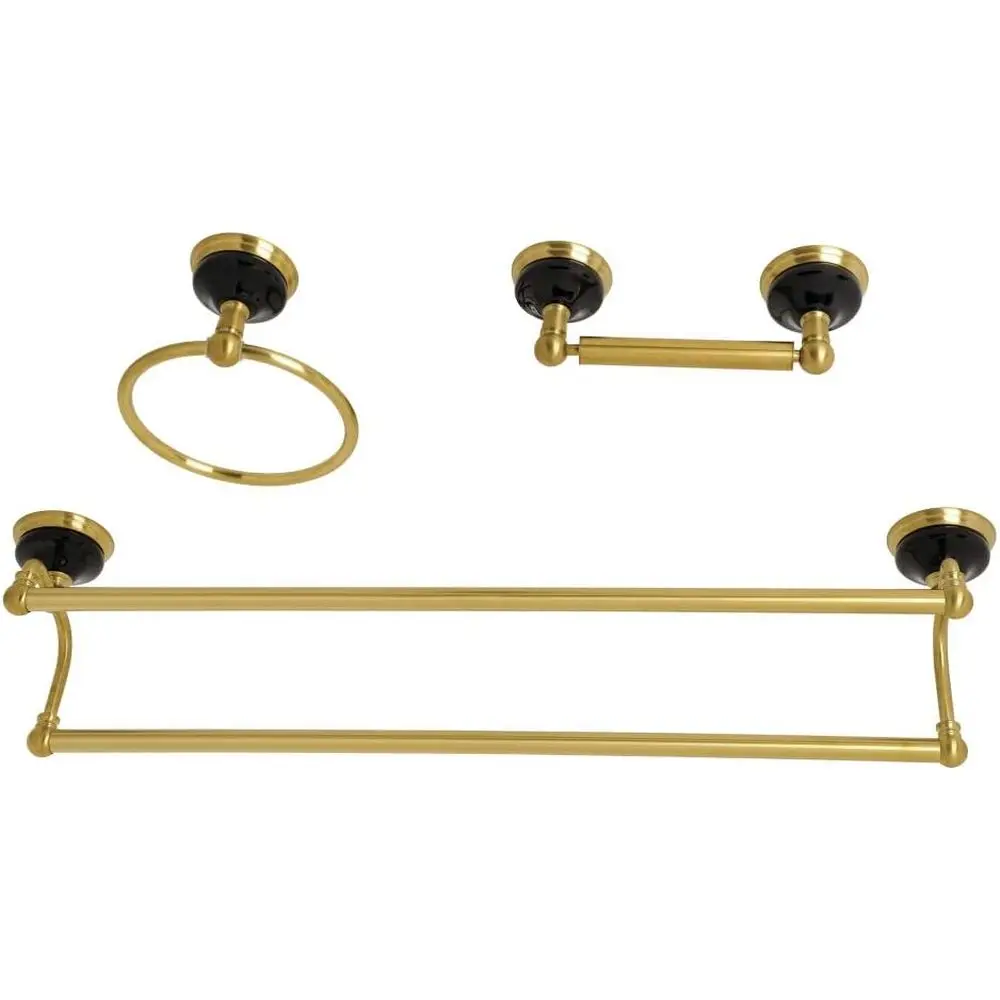 

BAK911348BB Water Onyx 3-Piece 24-Inch Dual Towel Bar Bathroom Accory Set in Brushed Brass