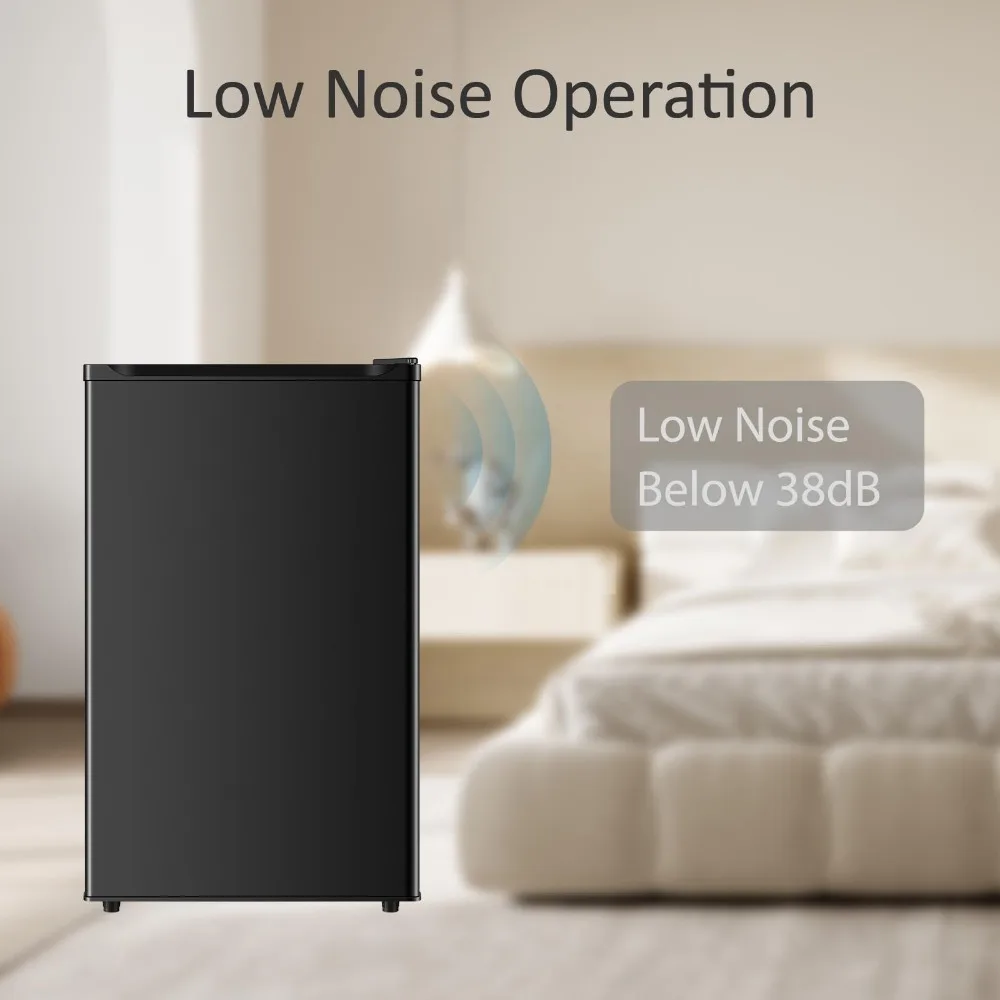4.4 Cu.Ft Mini Fridge with Freezer, Single Door Mini Refrigerator, 5 Settings Temperature Adjustable, Compact Refrigerator