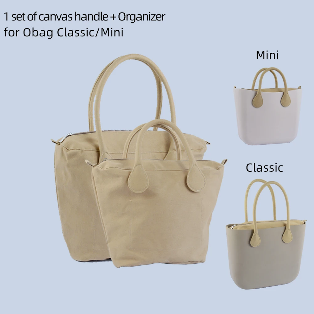 New Long Short Round Canvas Fabric Handles Plus Classic Mini Insert Organizer Inner Pocket for Obag Classic Mini O Bag