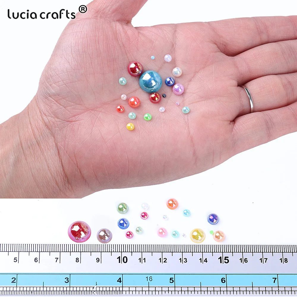 Random Mix 3-10mm AB Color Half Round ABS Beads Imitation Pearl  Flatback Beads For DIY Nail Decor Jewelry Making