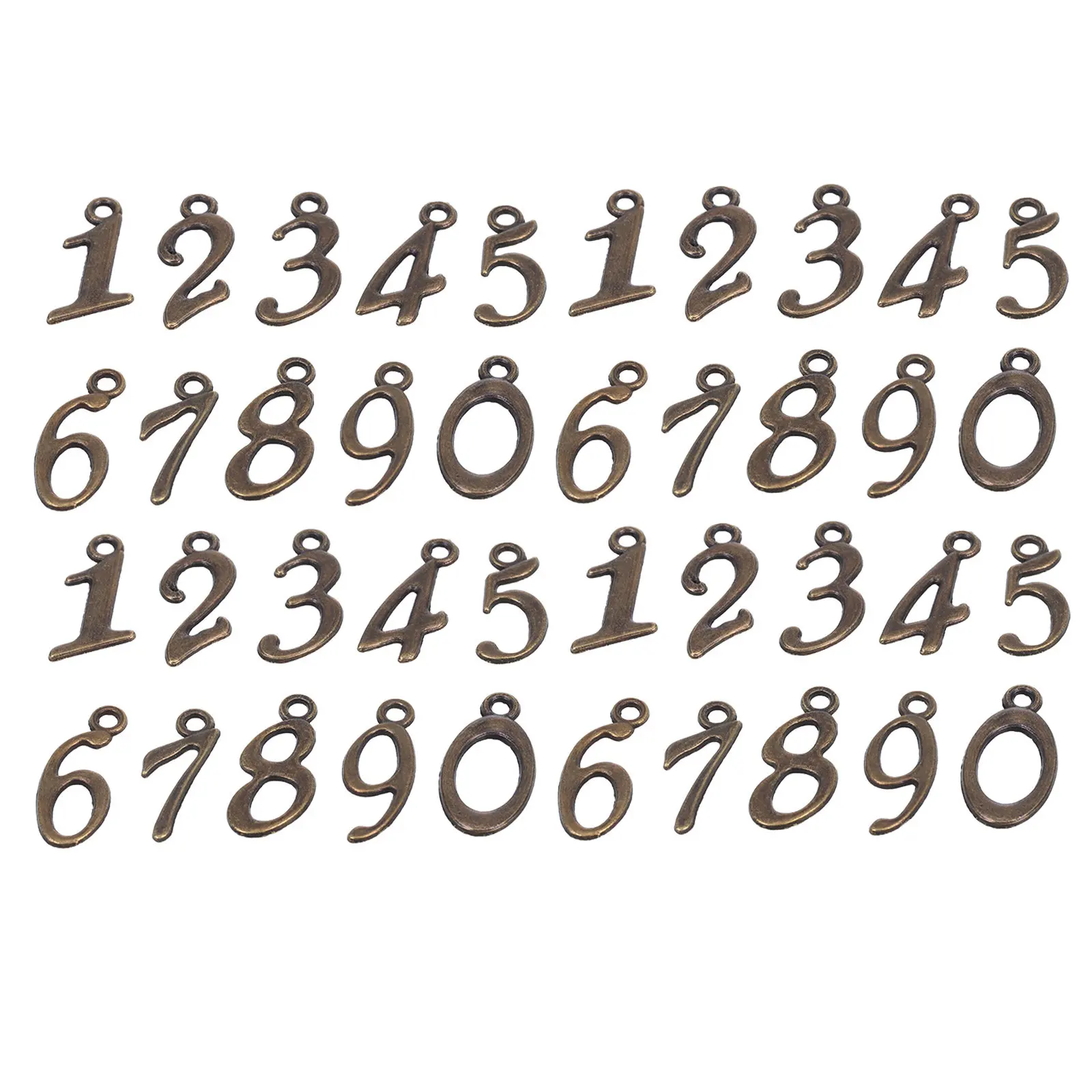 

50Pcs Numbers Metal Charm 0-9 Arabic Numerals Smooth Safe Alloy Charms for DIY Pendants Earrings Necklaces Bracelets Jewelry