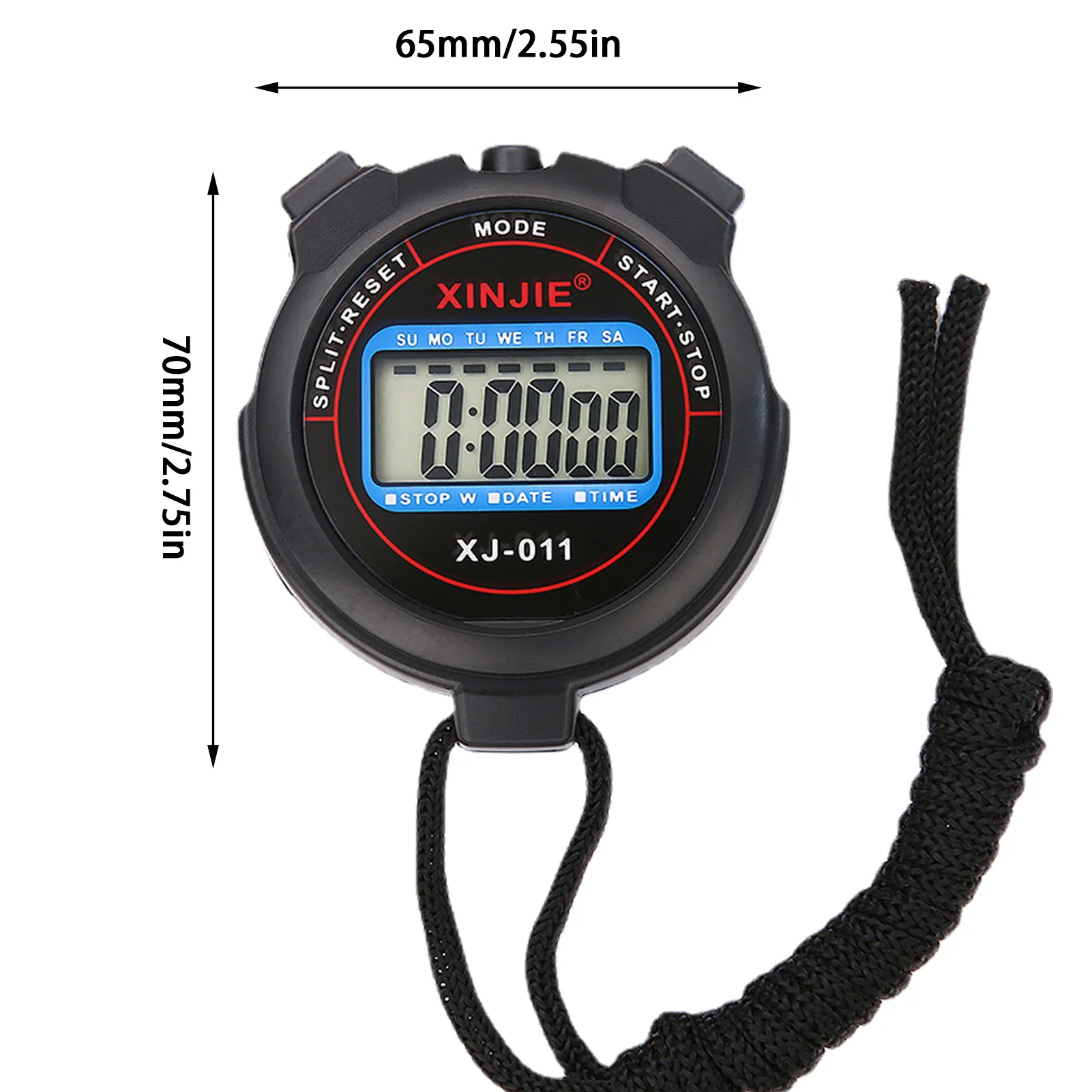 Chronomètre de sport portable étanche avec affichage de la date, minuterie d'arbitre d'athlète, alar