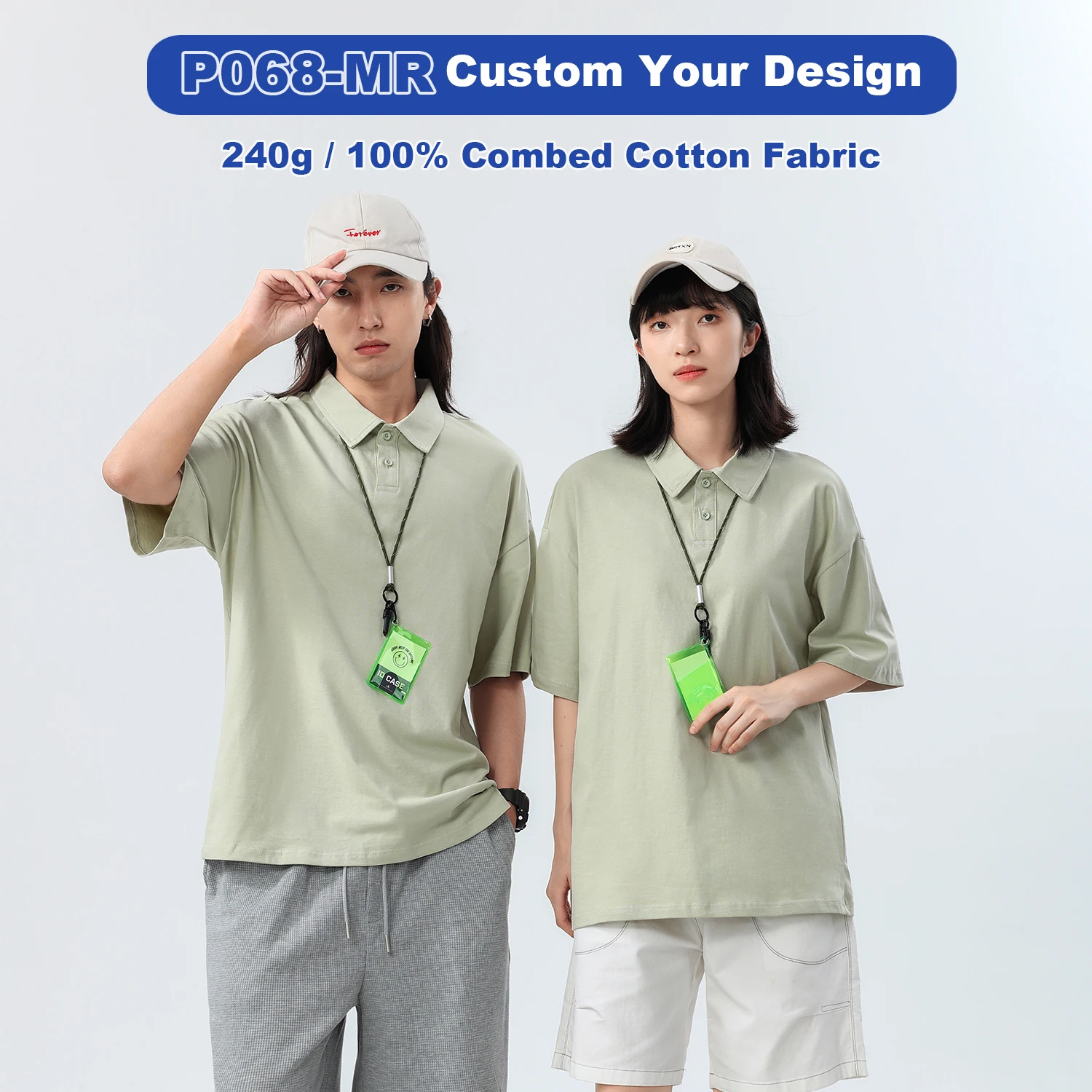 Customized 240g dropped shoulder cotton Polo-Shirt For Both Men and Women Partity diy Work Corporate Events brand Oversize