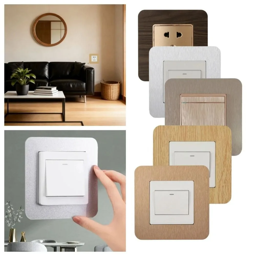Resin Light Switch Sticker Dustproof Anti-Dirty Socket Frame Cover Solid Color Design No Punch Installation Acrylic Wall Decor