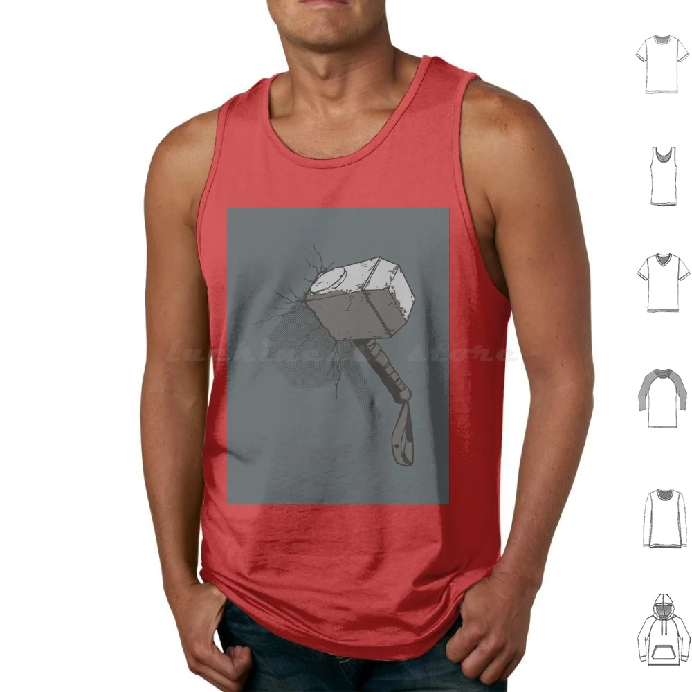 Hammer Tank Tops Vest Sleeveless Hammer Mjolnir Viking Norse Odin God Thors Hammer Superhero Comic Nordic Valhalla Asgard