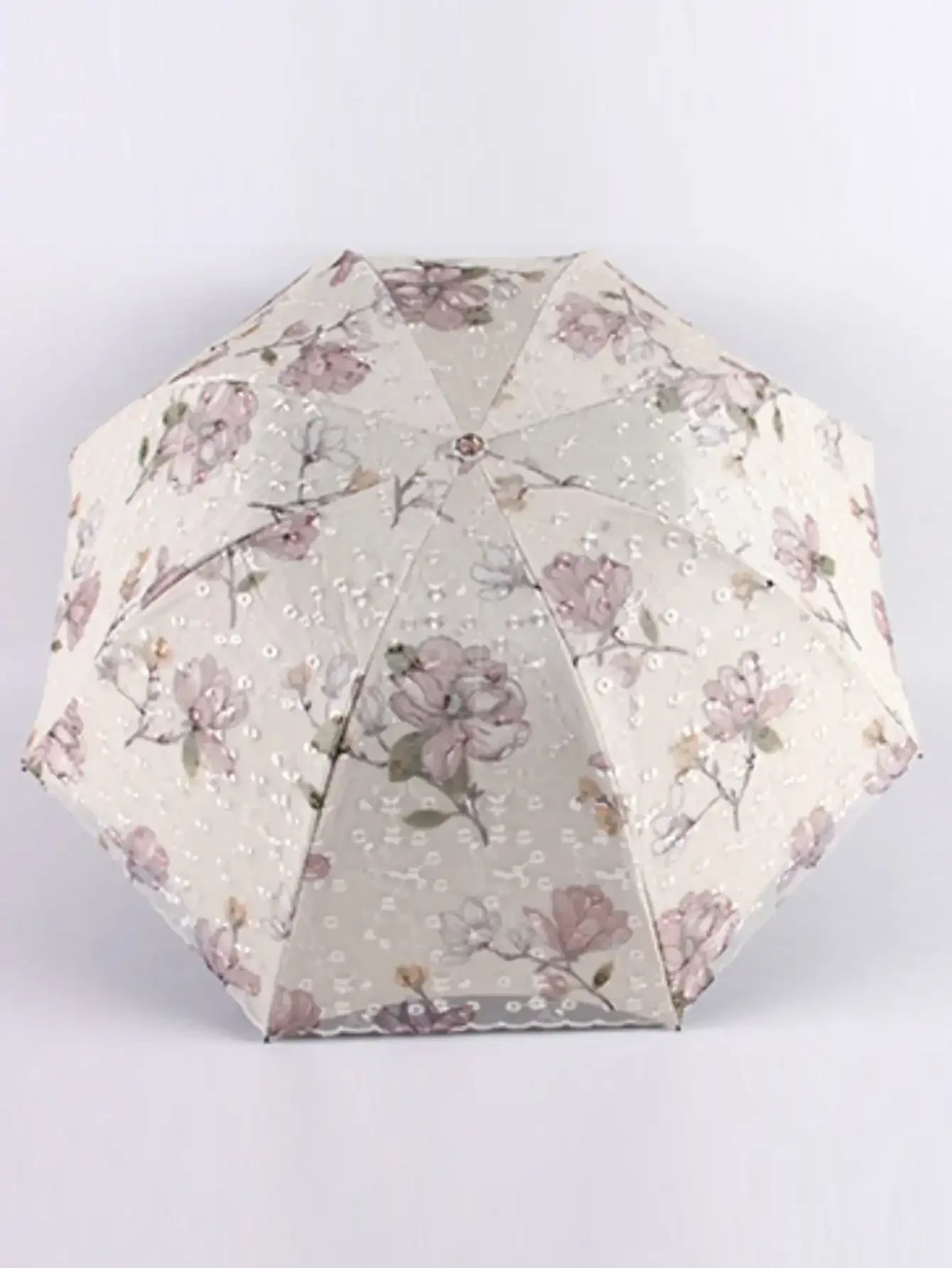 Embroidered lace double layer umbrella UV protection rain and snow folding umbrella Small and Portable Princess Wind and Rain