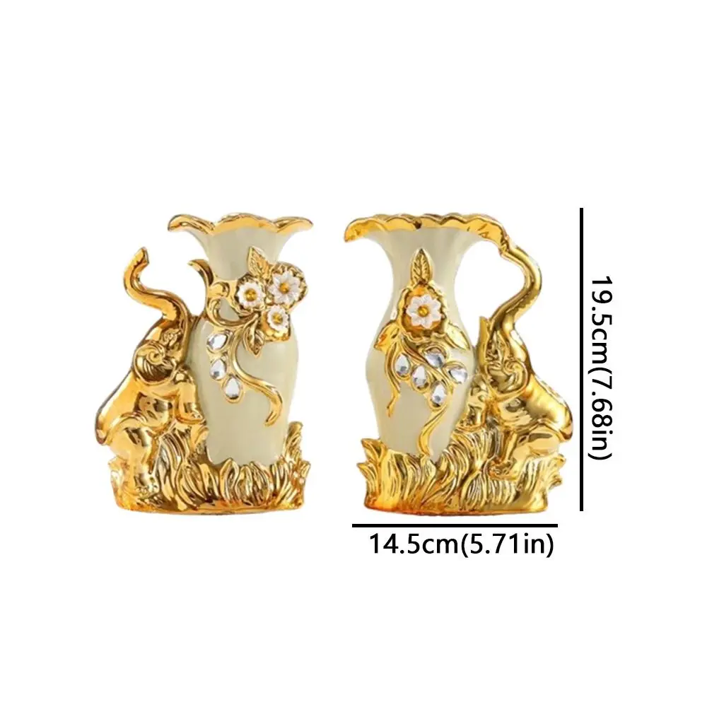 Arrangement Modern Elephant Vase Luxury Decorative Ceramic Gold Vase European Style Flower Container Home Decoration