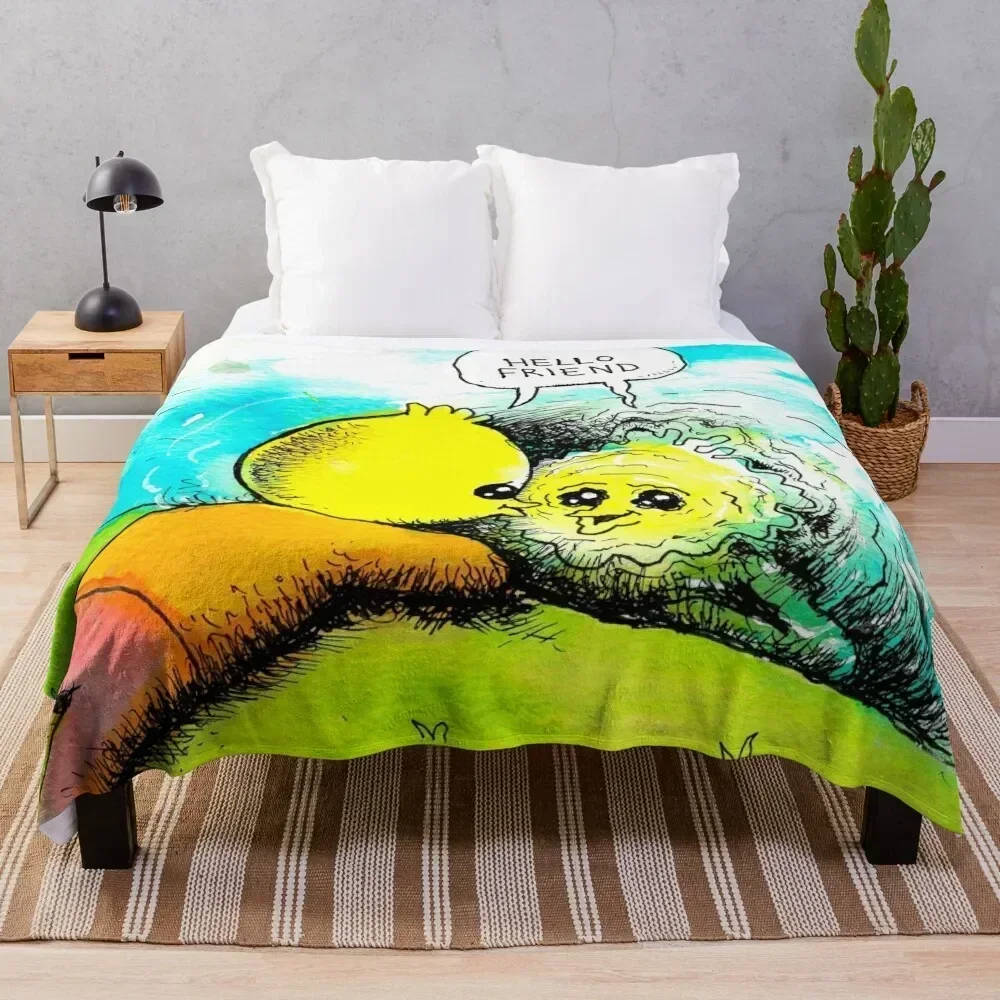 Hello Friend Throw Blanket Multi Use Warm Blanket for Living Room Bedroom