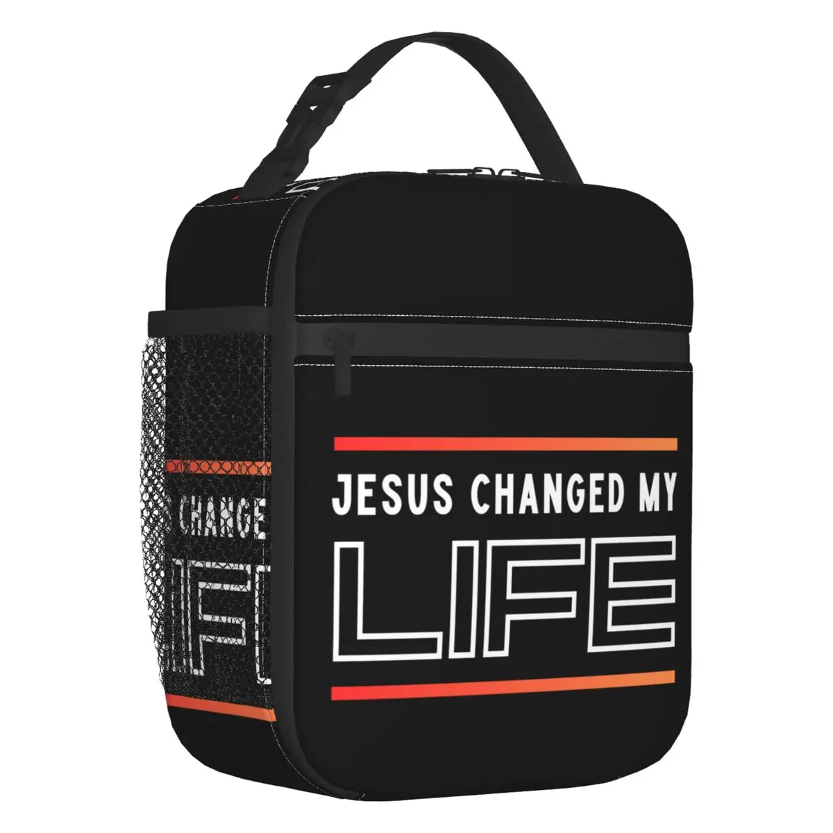 Custom Jesus Changed My Life Christian Insulated Lunch Tote Bag  Women Resuable Thermal Cooler Food Lunch Box Work School Travel