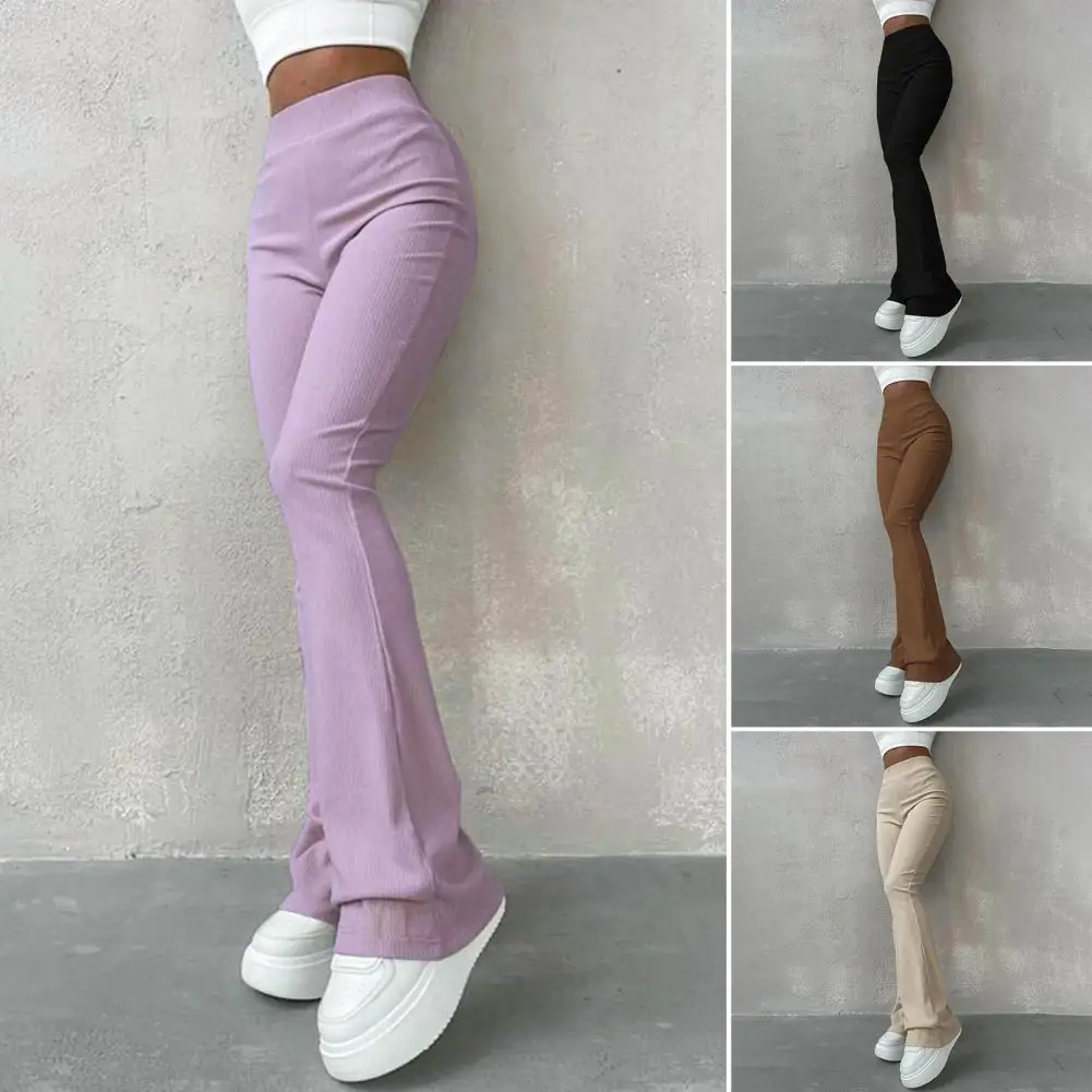 

Autumn Solid High Waist Hip-Wrapping Elasticated Embossing Trousers Casual Daily Versatile Women Pants