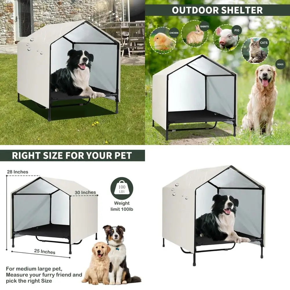 

Elevated Waterproof Outdoor Dog Bed with Canopy for Medium to Large Dogs, 30 x 25 Shade Shelter