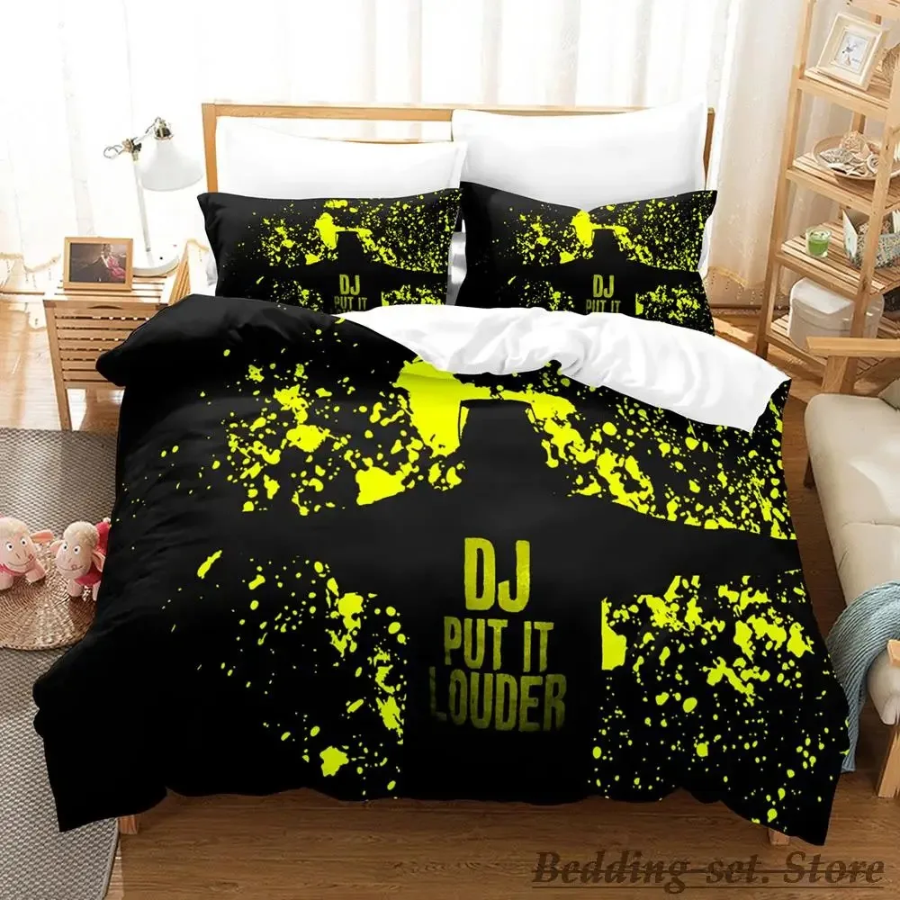 

2023 Personality Music DJ Rock Bedding Set Single Twin Full Queen King Size Bed Set Adult Kid Bedroom Duvetcover Sets Anime