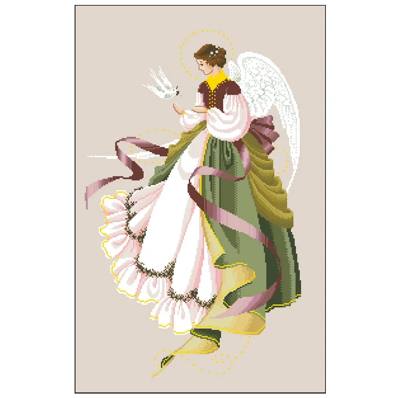 Amishop Gold Collection Counted Cross Stitch Kit Fairy Fay Angel And The Peace Dove Bird