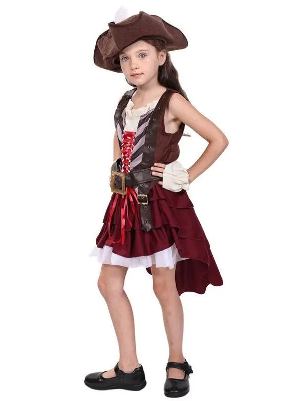 

Новая одежда для Хэллоуина для девочек COS, костюм карибского пирата, костюм пирата, детская одежда для выступлений на сцене