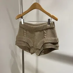 Hot Sexy Knit Shorts Women Korean Fashion Casual Outerwear Sheath Mini Pants 2025 Spring Solid Versatile Y2k Streetwear