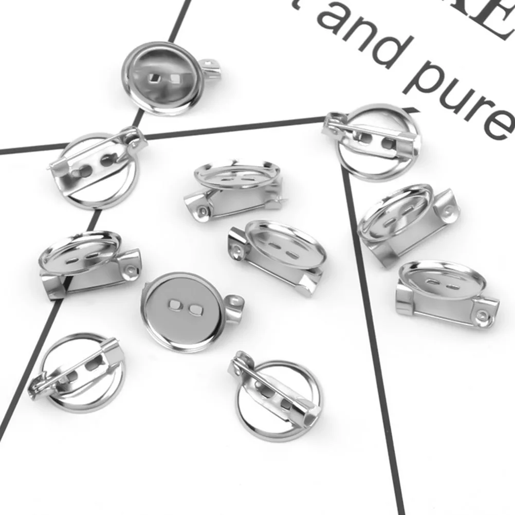 

50pcs Brooch Tray Breastpin Accessories Safety Base Metal Frame Handmade Bezel DIY Iron Material Jewelry Projects