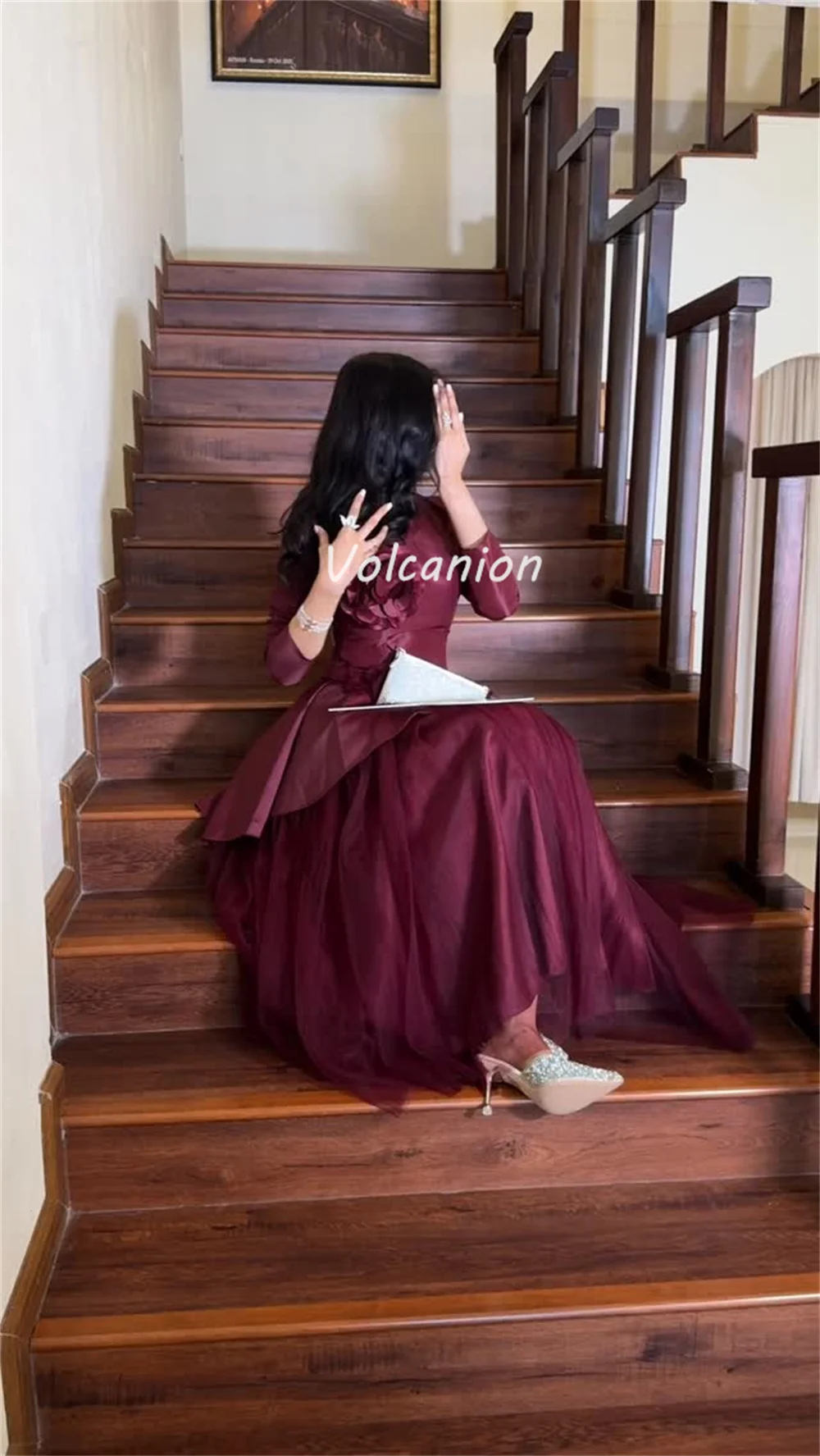 Customized Retro Exquisite Charmeuse Handmade Flower Ruffle Pleat Ball Gown O-Neck Ankle Length Dresses Bespoke Occasion Dresses image 2