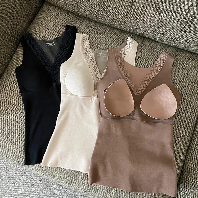 Colete quente tamanho grande feminino v-ne qui calor sem sutiã uma roupa interior térmica outono inverno linda ba