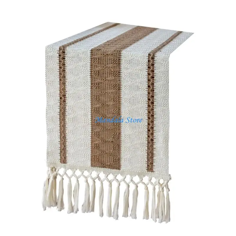 U2JC Retro Table Runner For Dining And Living Room Polyester Construction Simple Cleaning Process