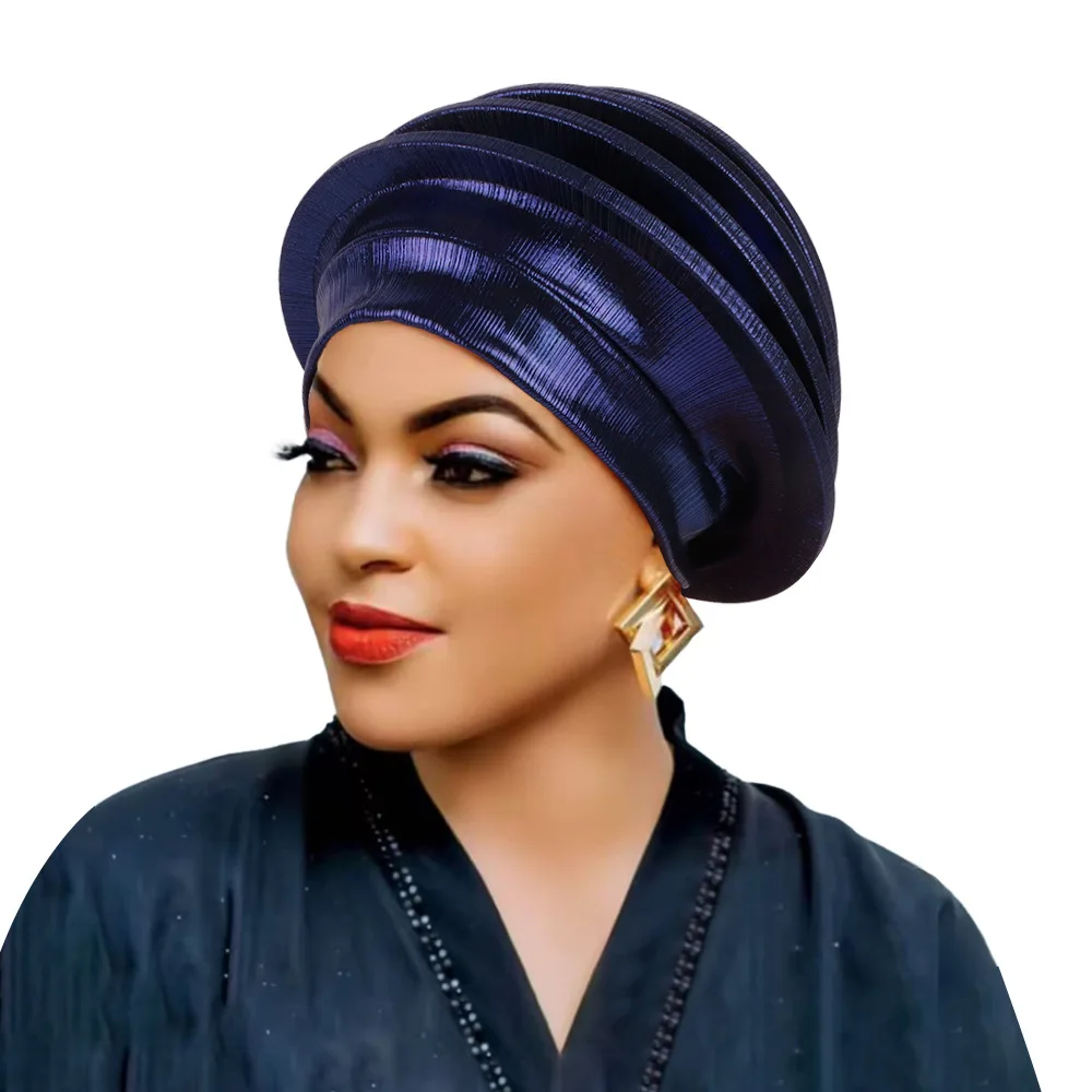 Mehrschichtige Spiral-Baskenmützen-Turbane für Frauen, Afrikanische Kopfbedeckungen, Damen-Baskenmützen, Turban Nigeria Kopfschmuck für Hochzeiten und Partys, Gele – Detail 9