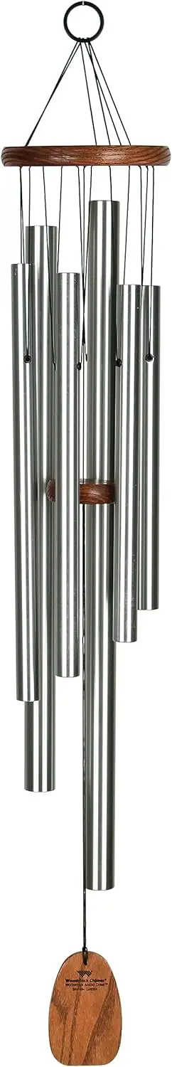 

33" Silver Wind Chime for Outdoor Decor, Garden and Patio with Deep Musical Tones